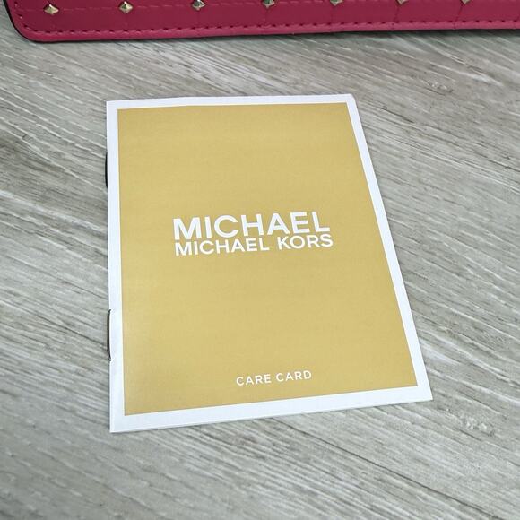 Michael Kors Small Studded Pink Rubin Red Quilted Crossbody Bag Purse - Picture 11 of 12